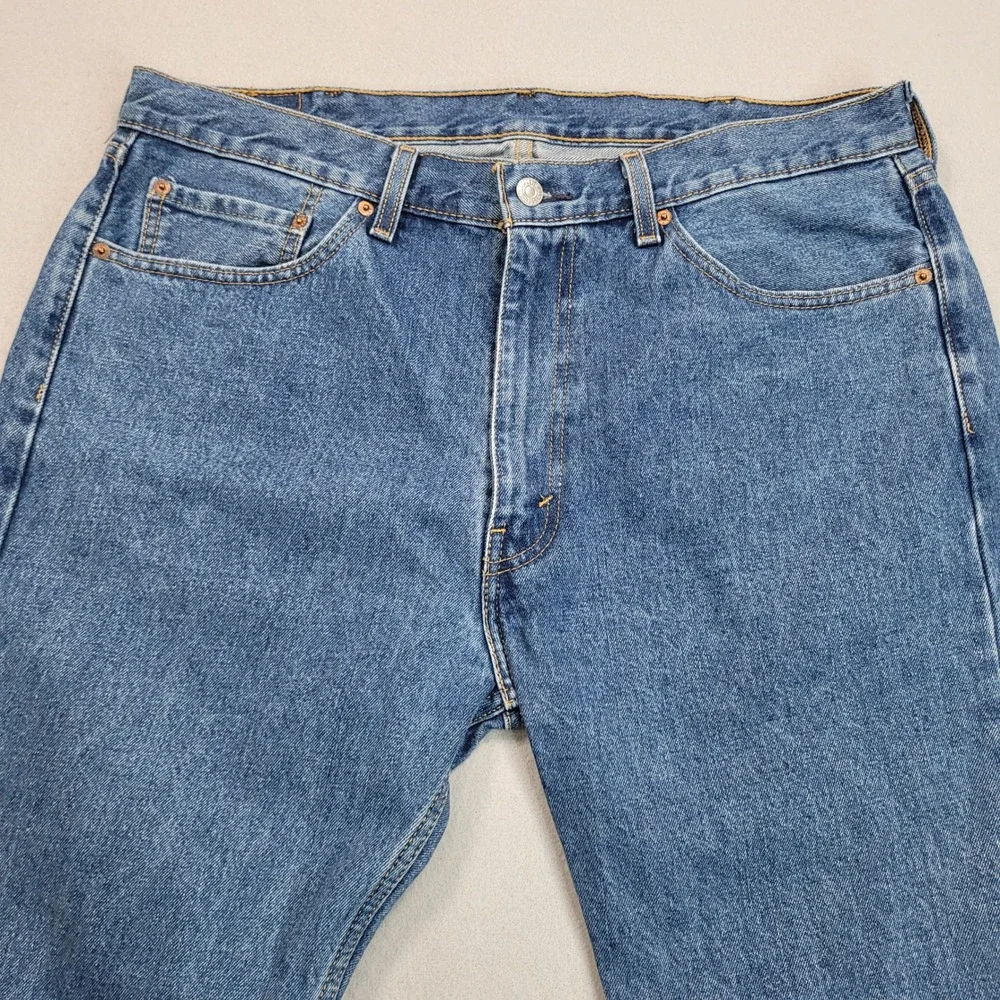 Levis 505 Regular Fit Straight Leg Jeans‎ Blue Denim Mens 38x30 00505-4891